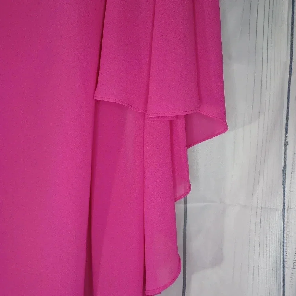 Vince Camuto Hot Pink layered drape chiffon boho flowy Flounce dress size 8 - Picture 4 of 15